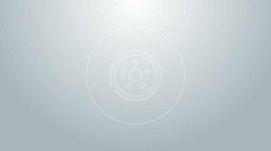 Mavi çizgi araba fren diski simgesi gri arkaplanda izole edildi. 4K Video hareketli grafik canlandırması