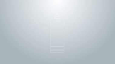 Mavi çizgi krem ya da gri arkaplanda izole edilmiş losyon kozmetik tüp ikonu. Erkekler için vücut bakım ürünleri. 4K Video hareketli grafik canlandırması