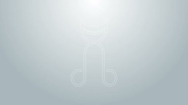 Mavi çizgili kirpik bigudisi simgesi gri arkaplanda izole edilmiş. Makyaj aleti işareti. 4K Video hareketli grafik canlandırması