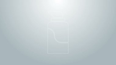 Mavi çizgi krem ya da gri arkaplanda izole edilmiş losyon kozmetik tüp ikonu. Erkekler için vücut bakım ürünleri. 4K Video hareketli grafik canlandırması