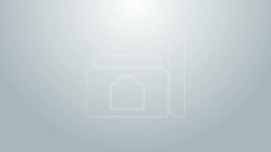 Mavi çizgi krem ya da gri arkaplanda izole edilmiş losyon kozmetik tüp ikonu. Erkekler için vücut bakım ürünleri. 4K Video hareketli grafik canlandırması