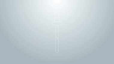 Mavi çizgi Pipette simgesi gri arkaplanda izole edildi. Tıbbi, kozmetik, kimya laboratuvarı ekipmanları. 4K Video hareketli grafik canlandırması