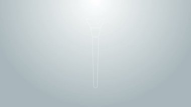 Mavi çizgi makyaj fırçası simgesi gri arkaplanda izole edildi. 4K Video hareketli grafik canlandırması