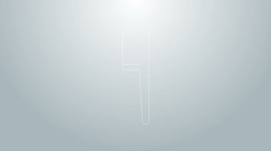 Mavi çizgi saç fırçası simgesi gri arkaplanda izole edildi. Taraklı saç işareti. Berber sembolü. 4K Video hareketli grafik canlandırması