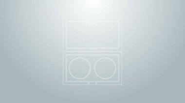 Mavi çizgi makyaj tozu ve gri arka planda ayna simgesi var. 4K Video hareketli grafik canlandırması