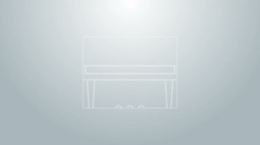 Mavi çizgi Grand piyano ikonu gri arkaplanda izole edildi. Müzik aleti. 4K Video hareketli grafik canlandırması