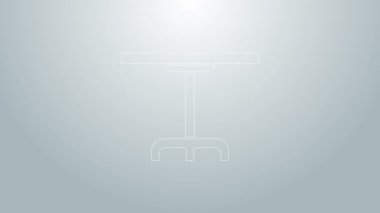 Mavi çizgi yuvarlak masa simgesi gri arkaplanda izole edildi. 4K Video hareketli grafik canlandırması