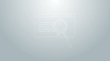 Mavi çizgi sistem hata konsepti simgesi gri arkaplanda izole edildi. Kod hatası konsepti. Sistemde hata var. Böcek araması. 4K Video hareketli grafik canlandırması