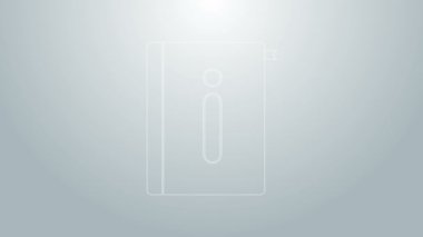 Mavi çizgi Kullanıcı elle simgesi gri arkaplanda izole edildi. Kullanıcı rehberi kitabı. Talimat işareti. Kullanmadan önce oku. 4K Video hareketli grafik canlandırması