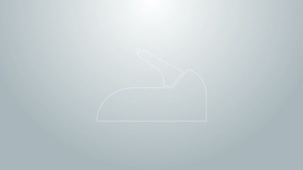 Blå linje Bil handbroms ikon isolerad på grå bakgrund. Parkeringsbromsspaken. 4K Video motion grafisk animation — Stockvideo