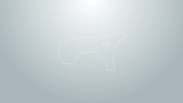 Línea azul Icono del guardabarros del coche aislado sobre fondo gris. Animación gráfica de vídeo 4K — Vídeos de Stock