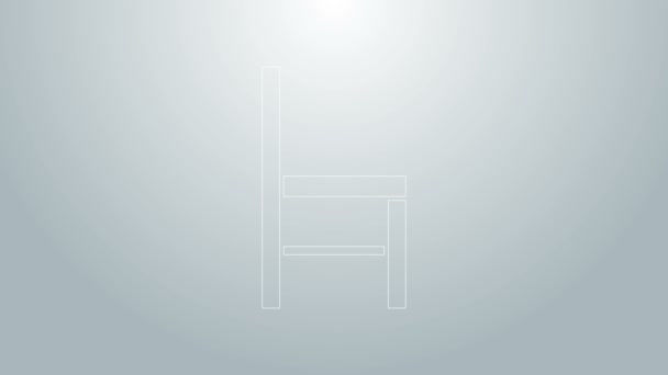 Ícone de cadeira linha azul isolado no fundo cinza. Animação gráfica em movimento de vídeo 4K — Vídeo de Stock