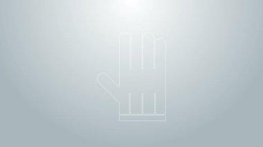 Mavi çizgili deri eldiven ikonu gri arkaplanda izole edilmiş. 4K Video hareketli grafik canlandırması