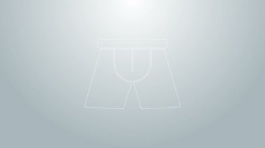 Mavi çizgili erkek iç çamaşırı simgesi gri arkaplanda izole edilmiş. Erkek iç çamaşırı. 4K Video hareketli grafik canlandırması