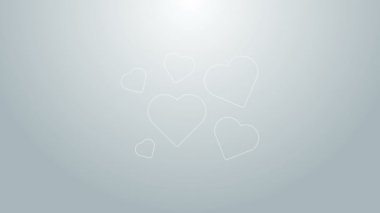 Mavi çizgi kalp simgesi gri arkaplanda izole edildi. Romantik sembol, bağlanma, tutku ve düğün. Sevgililer Günü sembolü. 4K Video hareketli grafik canlandırması