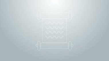 Mavi çizgi KHK, kağıt, parşömen, parşömen simgesi gri arkaplanda izole edilmiş. 4K Video hareketli grafik canlandırması