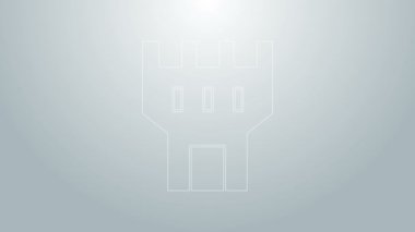 Mavi Hat Kale ikonu gri arka planda izole edildi. Kale işareti. 4K Video hareketli grafik canlandırması