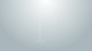 Mavi çizgi Ortaçağ bayrak simgesi gri arkaplanda izole edildi. Bir kral ya da kraliçe tarafından yönetilen ülke, devlet ya da bölge. 4K Video hareketli grafik canlandırması