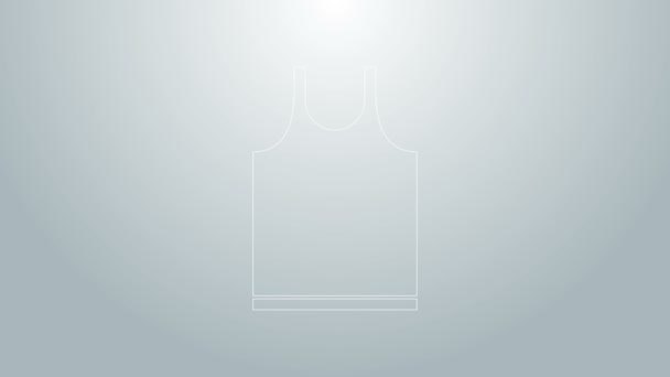 Línea azul Camiseta sin mangas icono aislado sobre fondo gris. Animación gráfica de vídeo 4K — Vídeos de Stock