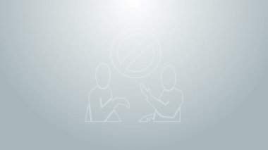 Mavi çizgi. Plastik kirliliği durdurma simgesi gri arkaplanda izole edildi. Ekolojik poster. 4K Video hareketli grafik canlandırması