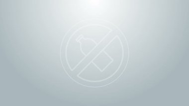 Mavi çizgi. Gri arkaplanda plastik şişe simgesi yok. 4K Video hareketli grafik canlandırması