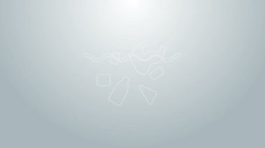 Mavi çizgi. Okyanus ikonunun kirliliği sorunu gri arka planda izole edilmiş. Çöpler, plastikler, denizdeki poşetler. 4K Video hareketli grafik canlandırması