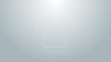 Mavi çizgi Şefi şapkası simgesi gri arkaplanda izole edildi. Aşçılık sembolü. Aşçı şapkası. 4K Video hareketli grafik canlandırması