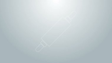 Mavi çizgi Rolling Pin simgesi gri arkaplanda izole edildi. 4K Video hareketli grafik canlandırması