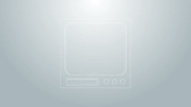 Mavi çizgi Elektronik ölçek simgesi gri arkaplanda izole edildi. Ağırlık ölçüm aletleri. 4K Video hareketli grafik canlandırması