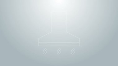Mavi çizgi Mutfak Çıkartma vantilatörü simgesi gri arkaplanda izole edildi. Mutfak kaputu. Mutfak egzozu. Ev aletleri. 4K Video hareketli grafik canlandırması
