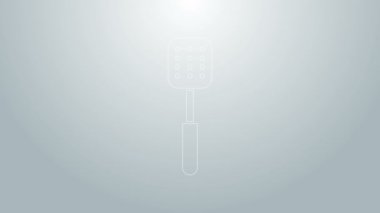 Mavi çizgi Spatula simgesi gri arkaplanda izole edildi. Mutfak spatula ikonu. Barbekü spatula işareti. Barbekü ve ızgara aleti. 4K Video hareketli grafik canlandırması