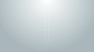 Mavi çizgi bıçak simgesi gri arkaplanda izole edildi. Çatal bıçak sembolü. 4K Video hareketli grafik canlandırması