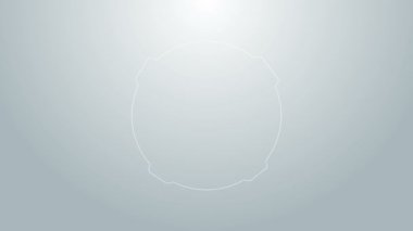 Mavi çizgi ay simgesi gri arkaplanda izole edildi. 4K Video hareketli grafik canlandırması