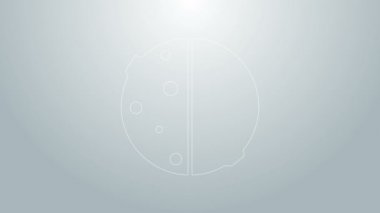 Güneş tutulmasının mavi çizgisi gri arkaplanda izole edilmiş. Tam sonar tutulması. 4K Video hareketli grafik canlandırması
