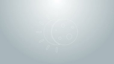 Güneş tutulmasının mavi çizgisi gri arkaplanda izole edilmiş. Tam sonar tutulması. 4K Video hareketli grafik canlandırması