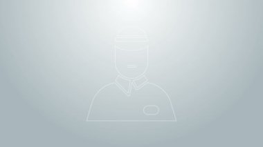 Mavi çizgi satıcı simgesi gri arkaplanda izole edildi. 4K Video hareketli grafik canlandırması