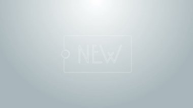 Üzerinde gri arkaplanda yeni bir simge bulunan mavi çizgi Price etiketi. Rozet fiyatına. Reklam etiketi indirimi. 4K Video hareketli grafik canlandırması