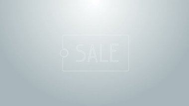 Üzerinde gri arka planda izole edilmiş bir satış simgesi olan mavi çizgi Price etiketi. Rozet fiyatına. Reklam etiketi indirimi. 4K Video hareketli grafik canlandırması