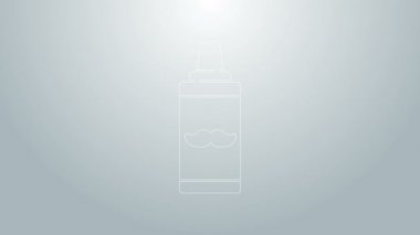 Mavi çizgi tıraş jeli köpük ikonu gri arkaplanda izole edildi. Tıraş köpüğü. 4K Video hareketli grafik canlandırması