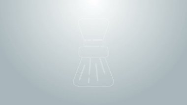 Mavi çizgi tıraş fırçası simgesi gri arkaplanda izole edildi. Berber dükkanı sembolü. 4K Video hareketli grafik canlandırması