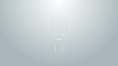 Mavi çizgi El ayna simgesi gri arkaplanda izole edildi. 4K Video hareketli grafik canlandırması