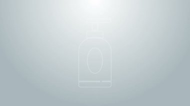 Mavi çizgi krem ya da gri arkaplanda izole edilmiş losyon kozmetik tüp ikonu. Erkekler için vücut bakım ürünleri. 4K Video hareketli grafik canlandırması