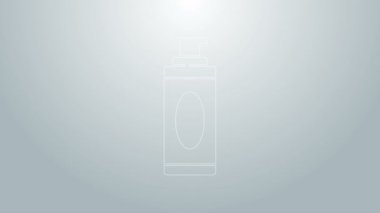 Mavi çizgi tıraş jeli köpük ikonu gri arkaplanda izole edildi. Tıraş köpüğü. 4K Video hareketli grafik canlandırması