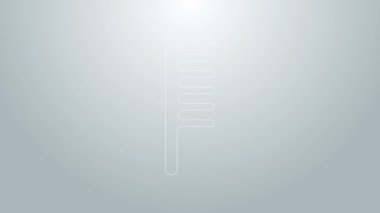 Mavi çizgi saç fırçası simgesi gri arkaplanda izole edildi. Taraklı saç işareti. Berber sembolü. 4K Video hareketli grafik canlandırması