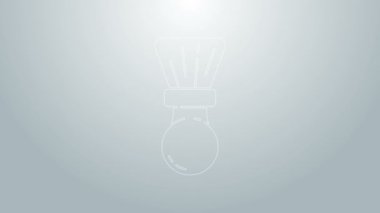 Mavi çizgi tıraş fırçası simgesi gri arkaplanda izole edildi. Berber dükkanı sembolü. 4K Video hareketli grafik canlandırması