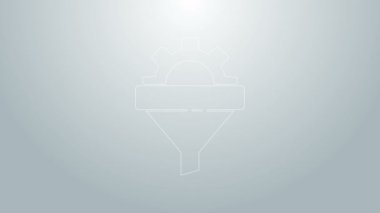 Mavi Hat Satış hunisi ve pazarlama için oklar ve girişim simgesi gri arka planda izole edilmiş. Bilgi şablonu. 4K Video hareketli grafik canlandırması