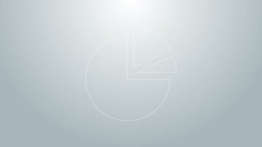Mavi çizgi pasta grafiği bilgi simgesi gri arkaplanda izole edildi. Diyagram çizelgesi. 4K Video hareketli grafik canlandırması