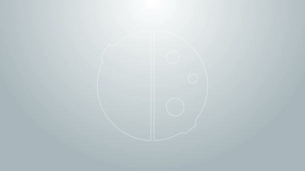 Kék vonal Napfogyatkozás a Nap ikon elszigetelt szürke háttér. Teljes szonár napfogyatkozás. 4K Videó mozgás grafikus animáció — Stock videók