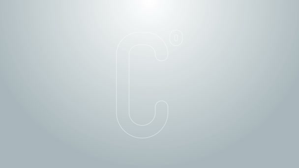 Blauwe lijn Celsius pictogram geïsoleerd op grijze achtergrond. 4K Video motion grafische animatie — Stockvideo