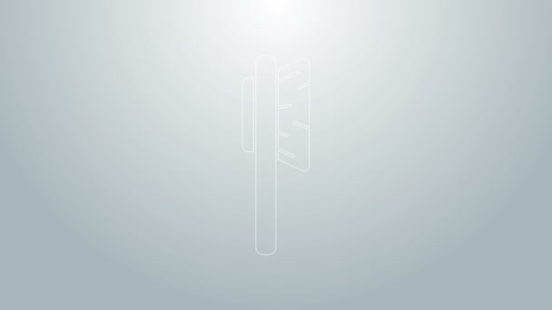 Blå linje Hårborste ikon isolerad på grå bakgrund. Kamma frisyren. Frisörsymbol. 4K Video motion grafisk animation — Stockvideo